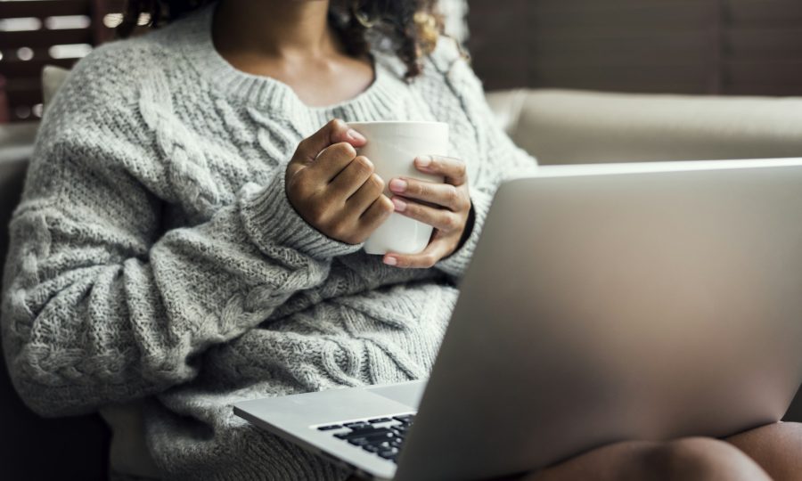 Woman working on a laptop